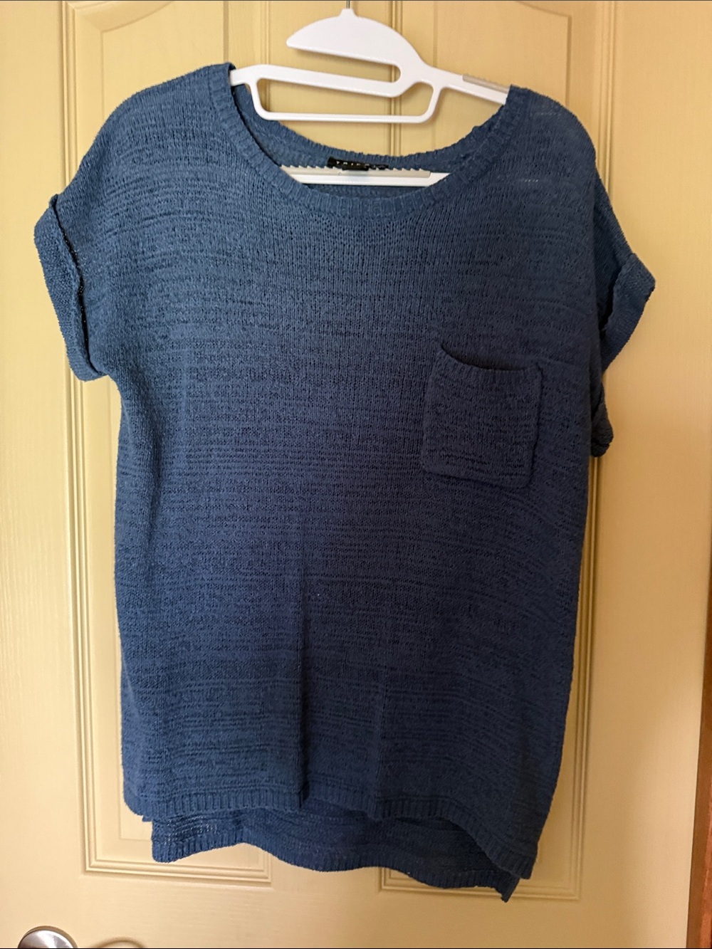 Tribal Navy Blue Textured Knit Top